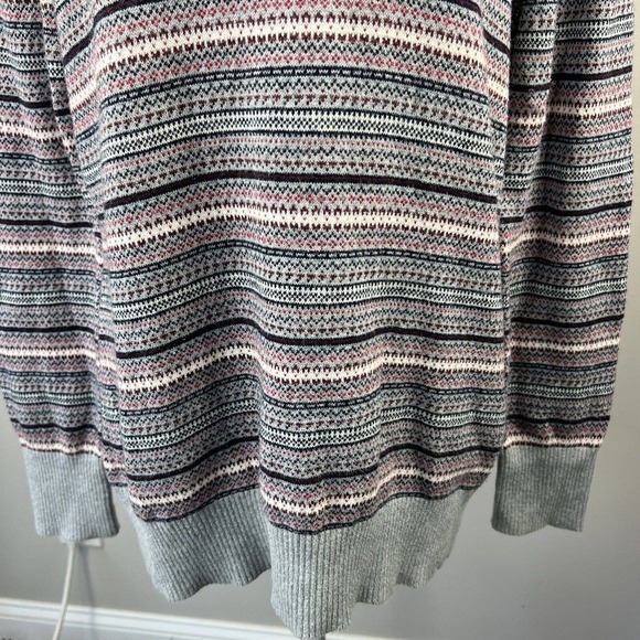 LL Bean Gray Fair Isle Turtleneck Sweater Size L Cotton Cashmere blend - Picture 5 of 12